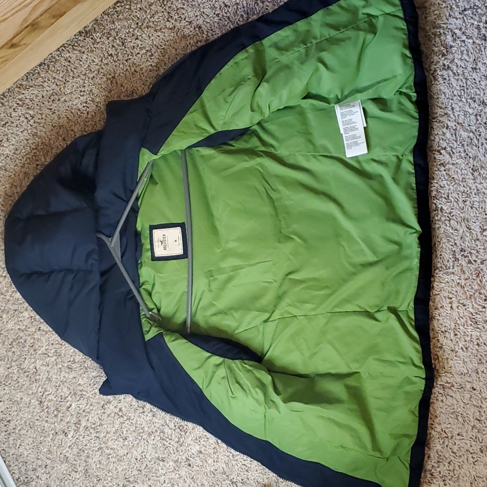 Hollister hooded puffer vest navy lime green - Picture 6 of 8